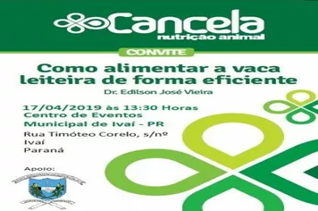 Convite palestra: Como alimentar a vaca leiteira de forma eficiente